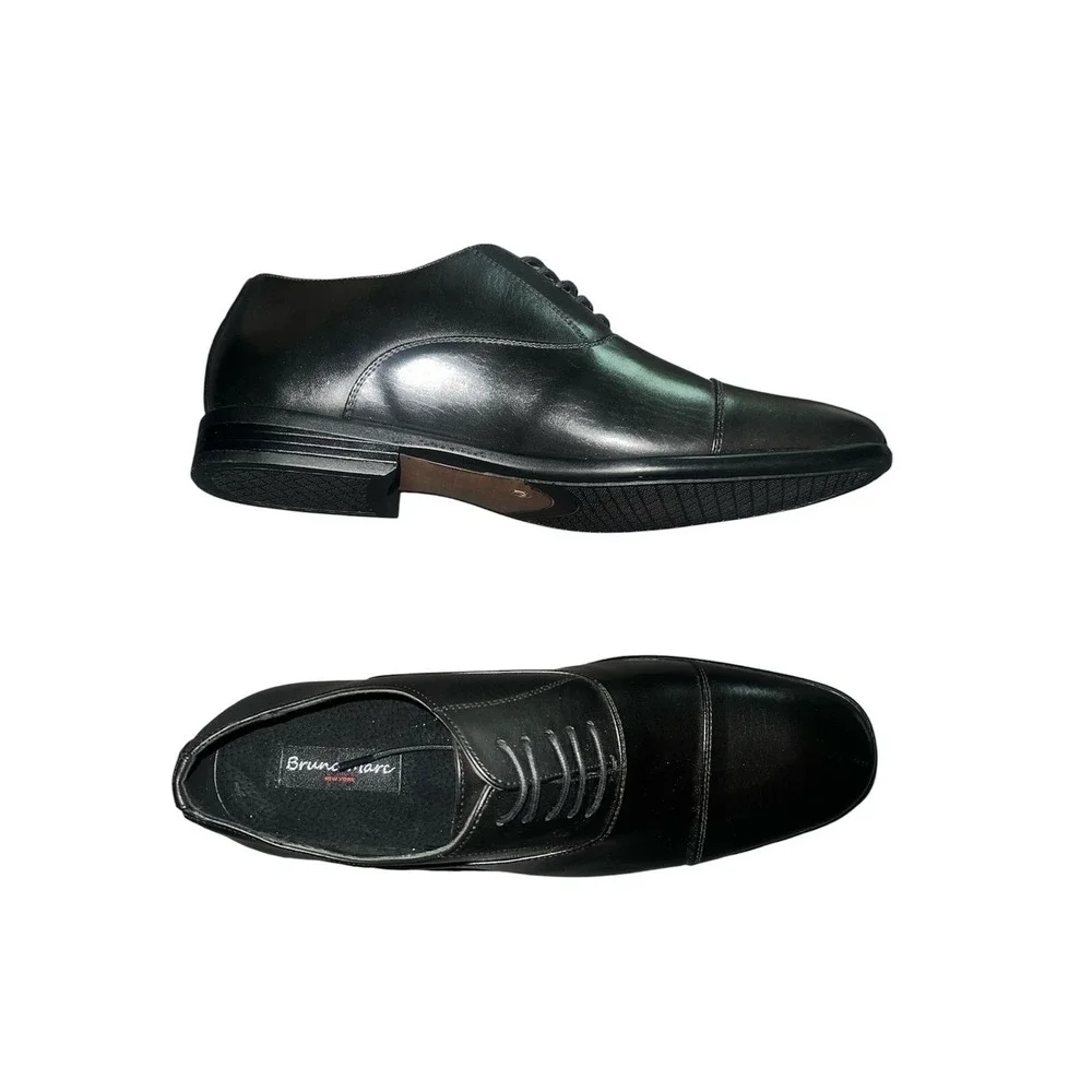 Bruno Marc Mens Black Cap Toe Oxford Dress Shoes Size 12 Lace Up Formal Classic